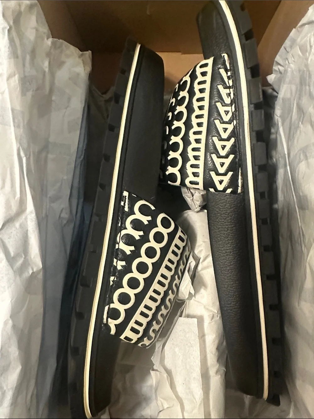 Marc Jacobs Slide Sandals in Black and White